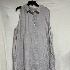Sigrid Olsen Women's Top 3X Sleeveless Blouse Light Blueish Gray NWT
